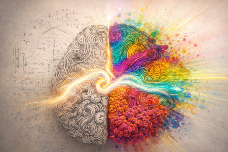 Abstract brain illustration representing mind–body alignment and subtle internal change