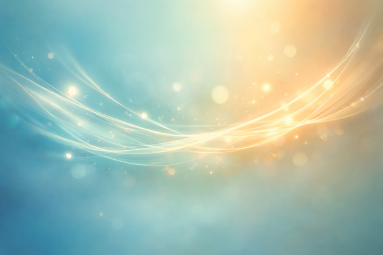 Abstract waves of light symbolizing small internal shifts and balance.